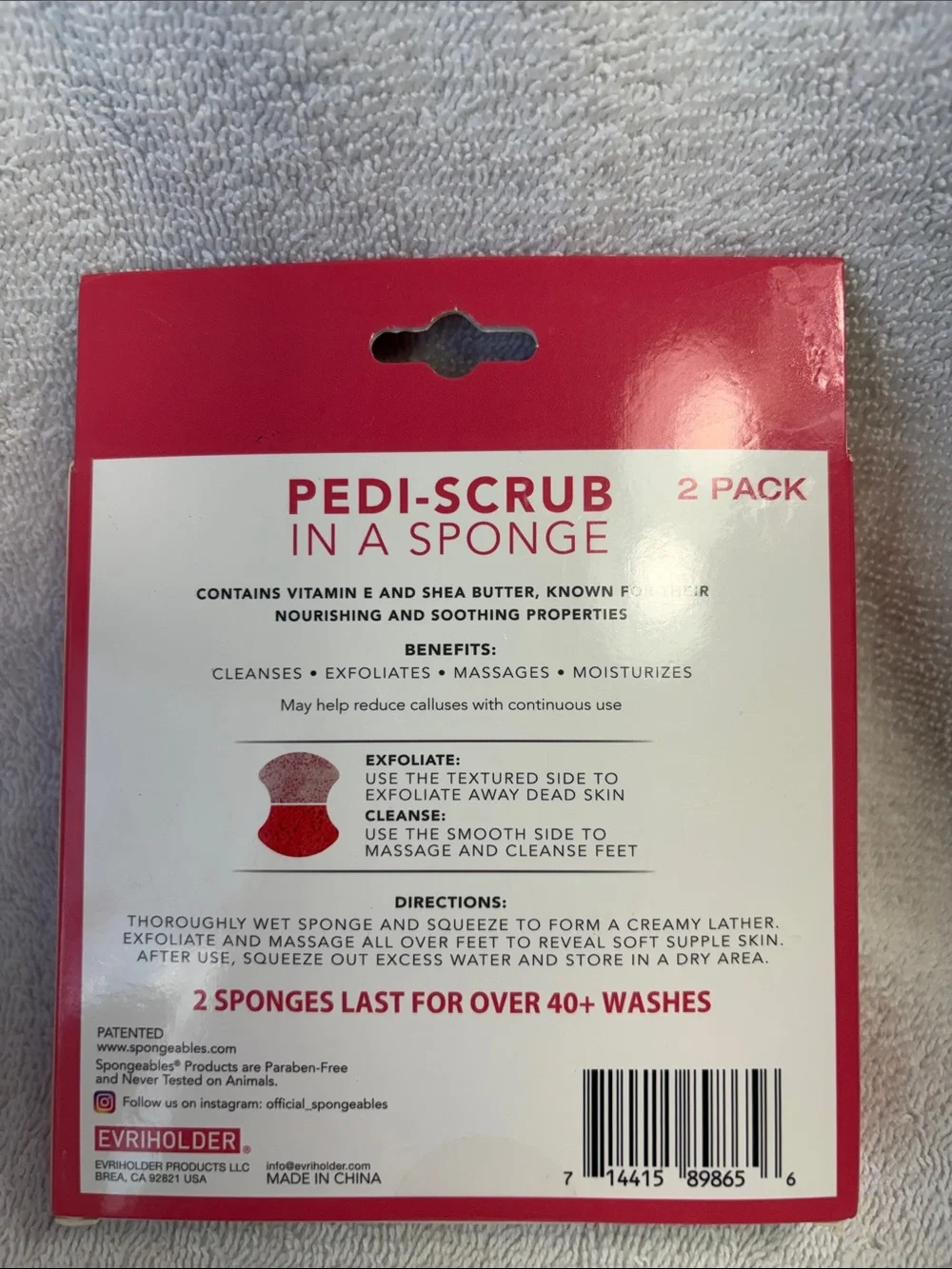 🌻5 for $30🌻 Spongeables Hibiscus Pedi-Scrub in a Sponge 2 pack